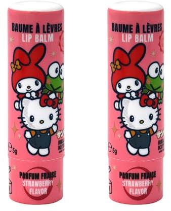 Mevsim Store Hello Kitty Friends 2er Set Lipgloss Kinder Offiziell lizenziert - Lippenbalsam - Erdbeergeschmack 5 g - Vegan - Dermatologisch getestet