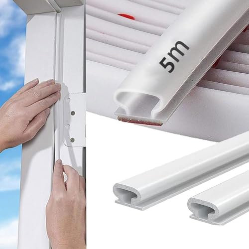 Joint Porte Fenetre Isolation Froid et Phonique,Type D Caoutchouc Joint de Porte, TPE Autocollante en porte Bande D'étanchéité, pour isolation phonique porte, Joint Etancheite Entree (Blanc, 5m)