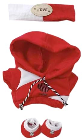 niannyyhouse Kopfschmuck Hoodie Schuhe Flamme Outfit 10 cm ~ 15 cm 20 cm 40 cm Plüschpuppe Kleidung Puppenzubehör (Rot 10 cm ~ 15 cm)