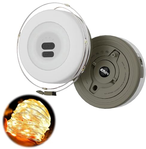 Camping Lichterkette Aufrollbar, 10M Camping String Light, 1800mAH Sternstimme Lichterkette, IPX4 Wasserdichte Tragbare Led Lichterkette USB für Outdoor Camping Wandern Garten Hof Dekor 30s Roll Up
