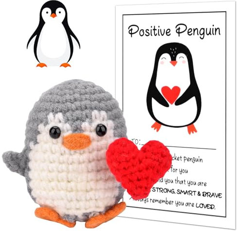 Mini Positive Pinguin, Lustiger Pocket Hug Süßes Pinguin Spielzeug, Ich Liebe Dich Geschenke für Mama Männer Frauen, Glücksbringer, Geburtstags Jahrestag Geschenk für Sie Ehefrau Freundin
