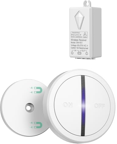 UTOI Interruttore Senza Fili per Luci 220V, Interruttore Telecomando RF con Relè 10A, Comando a Distanza per Lampada LED, Interruttore Wireless da Parete, Impermeabile IP66, Portata 200m, Bianco