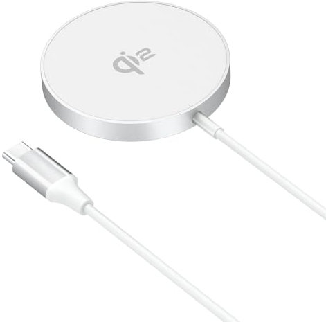 MMOBIEL Magnetisches Kabelloses Ladegerät 15W Qi2 Zertifiziert - Drahtloses Ladegerät für Magsafe iPhone und Samsung - Kabellose Ladestation für AirPods, Galaxy Buds – Kabelloses Qi2 – Weiß