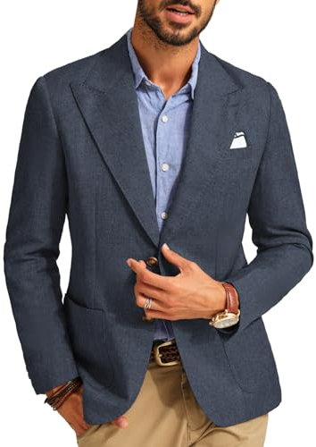 PJ PAUL JONES Herren Sakko Sportlich Freizeit Blazer Regular Fit Modern Anzugjacke mit quadratischer Schal (Dunkelgrau, XL)