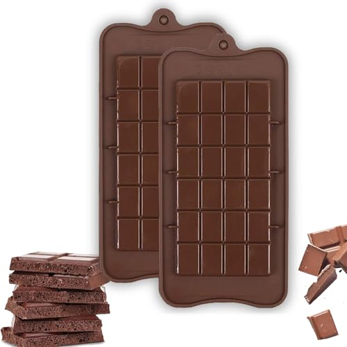 QZKJQDD Schokoladenform, Schokoladentafel, Silikonform, Silikon, Schokoladenform, Lebkuchenform aus Silikon, Chocolate Mold, Geeignet für Schokolade, Süßigkeiten, Gelee, Eiswürfel (2 Stück)