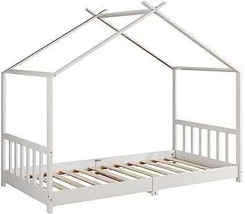 VitaliSpa Hausbett Fredericke, Bett aus Holz, Weiß, 80x160 cm