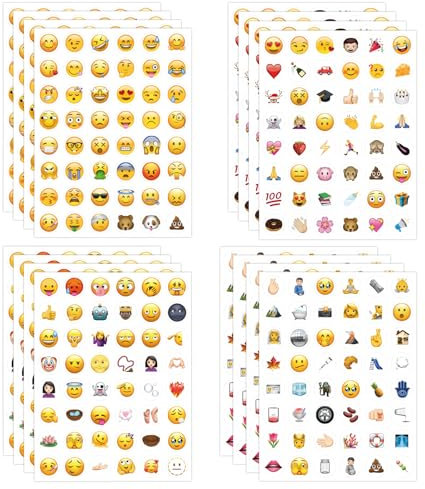 16 Blatt Emoji Aufkleber Klein, Lustig Smiley Sticker Happy Face, Notizbuch Dekoration Emoticon Anreizaufkleber für Kinder Emoji-Belohnungen für Lehrer