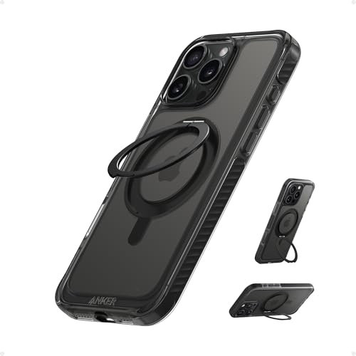 Anker FlexStand Magnetic Phone Case, 6.3 Anti-Yellowing and Drop-Proof Protective Cover with Ring Stand, Crystal-Clear iPhone Case Compatible with MagSafe and 12N Magnets, Only for iPhone 16 Pro