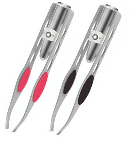 POFET 2 pièces Pince à épiler avec lumière LED, Pince à épiler éclairée, Outils de Pince à épiler de Maquillage, Pince à épiler en Acier Inoxydable épilation de précision des Cils et des Sourcils