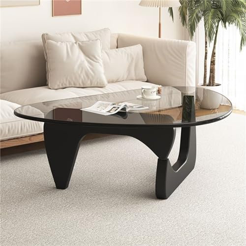 Locuetyn Dreieckiger Couchtisch aus Glas, Mitte des Jahrhunderts, moderner Beistelltisch für Wohnzimmer, Glasplatte, Vintage-Couchtische für Wohnzimmer, Terrasse, Arbeitszimmer