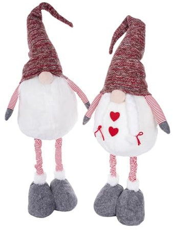 2er Set Wichtel Figuren (Finn & Merle) – Teleskopbeine ausziehbar von 63cm auf 86cm – Weihnachtsdeko für innen, Filz und Stoff, mit Zugschnur – Perfekt als Weihnachtswichtel & Weihnachtsdekoration