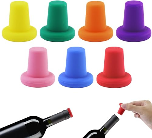 7 Stück Silikon Kronkorken, Wiederverwendbare 7 Farbe Weinverschluss Silikon Flaschenverschluss für Φ 1,8cm-2,2cm Innendurchmesser der Flaschenmündung Sektverschluss Weinflaschenverschlüsse Getränke