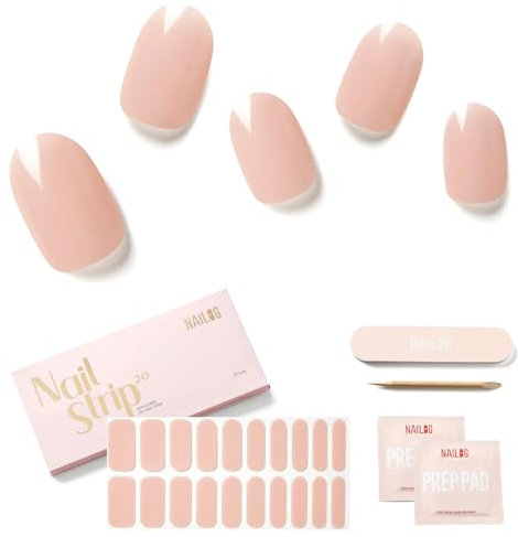 NAILOG Semi Cured Gel Nail Strips, Extra Long Nail Polish Strips (20 Pieces),UV/Led Lamps Nail Stickers with Soft Glossy Gel Finish, Jelly Honey