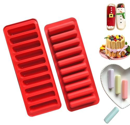 2 Stück Keks Silikonform, Silikonformen Rechteckig mit 10 Mulden, Rechteck Müsliriegel Silikonform für Schokolade, Brotbrot, Muffin, Brownie, Cornbrot, Käsekuchen