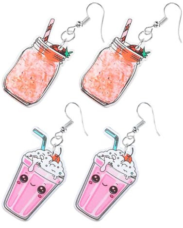 ROMISBABA 2paare Pärchen Ohrringe Im Design Von Kühlen Getränken Kreative Farbenfrohe Getränkebottle-ohrhänger Für Sommerpartys Für Und Mädchen Leicht Und Zu Tragen