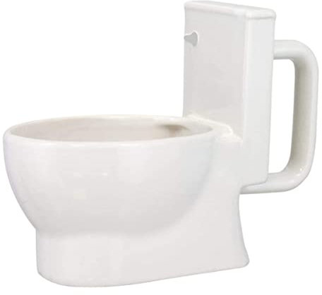 Amosfun tazza da toilette tazza del water tazza d'acqua per il bagno divertente tazza carina tazza portatile tazzine caffe tazza da caffè per water contenitore dell'acqua ceramica bianca