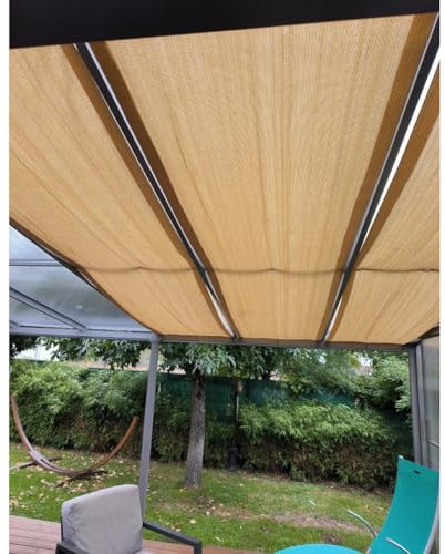 Rygcrud Toldos Vela, Techo Pérgola Decoración Cubierta De Sombra - Tejido En Tiras Toldo De Tela Permeable con Ojales Bloqueo UV para Cubierta De Jardín(0.6x8m(23.6 x26.2'))
