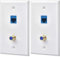 Plawee 2 Paquetes de Salida de Placa de Pared Coaxial Ethernet con 1 Puerto Cat6 y 1 Puerto Tipo F Coaxial Chapado en RJ45 Placas de Pared