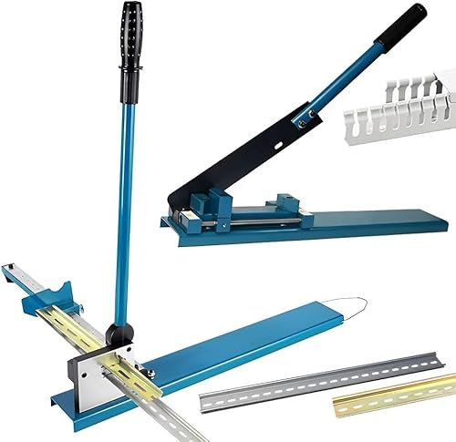 Outil de coupe manuel pour rail DIN + machine de découpe de goulottes de banc, coupeur de rail à double rainure avec curseur de transfert, positionnement et règle de 50 cm, pour couper l'acier