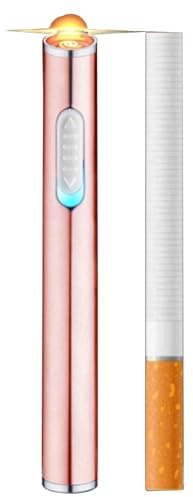 Accendino elettrico Mini accendini ricaricabili tramite USB Accendini antivento portatili senza fiamma Possono essere inseriti nella scatola delle sigarette(Rose gold)