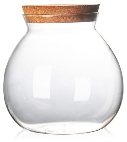 DAGLLGEW Barattolo per terrario - Contenitore per terrario Chiuso da 1800 ml con Coperchio in Sughero per Piante grasse, Piante aeree, Muschio - Fioriera in Vetro borosilicato Alto e contenitori de