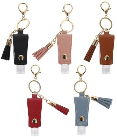 Uonlytech Tragbare Reiseflaschen Leichte Handspender 5 Stück mit Schlüsselanhänger 30ml aus Pu und Edelstahl für Unterwegs Am Rucksack oder Kinderwagen