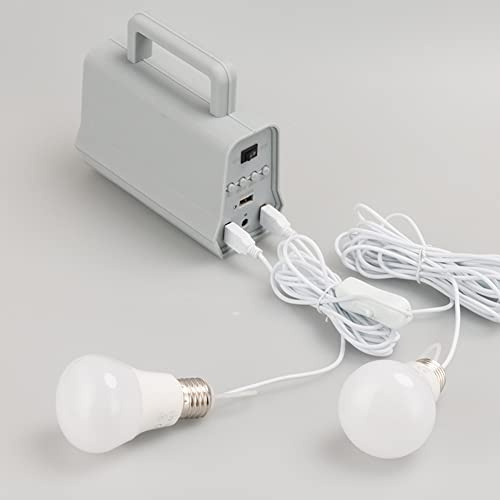 Système d'éclairage Solaire d'extérieur Portable avec Batterie intégrée – Panneau Solaire et Ensemble d'ampoules externes – Haut-Parleur BT intégré et Lampe de Poche Lumineuse –