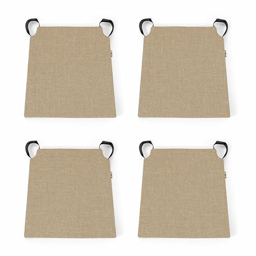 POKAR 4er Set Stuhlkissen mit Klettverschluss 41x35x40 cm (5 cm Dicke) | Trapezform Sitzkissen Polsterauflage | Stuhlauflage für Küche Esszimmer Terrasse Balkon | Oeko-TEX | Made in EU | Beige