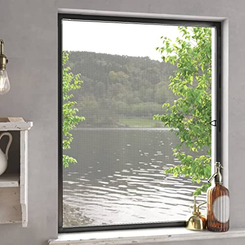 Boltkex Moustiquaire pour fenêtre - Anthracite - 80 x 100 cm - Cadre en aluminium - Filet en fibre de verre - Découpable - Pour fenêtre de toit, sous-sol et cuisine