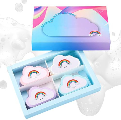 Bubbelbad Passande För Kvinnor Lugnande Badboll Med Regnbågens Alla Färger | 4-Pack Med Skummande Bubbelbad Passar För Unga Barn, Pojkar, Flickor, Ungdomar, Familjen Och
