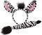 Zebra-Haarreif und Schweif, Kostüm Set für Halloween One Size Zebra
