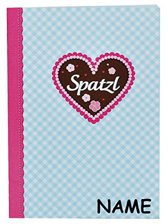 alles-meine.de GmbH Notizbuch/kleines Tagebuch/Muttiheft - incl. Name - Spatzl - blanko weiß - klein A6 mit 48 Seiten - auch als Oktavheft für Mädchen Kinder Lebkuchen Tracht..