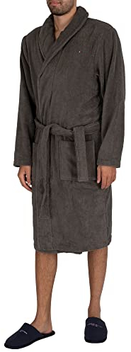 Tommy Hilfiger Herren Bademantel aus Baumwolle, Grün (Magnet), S