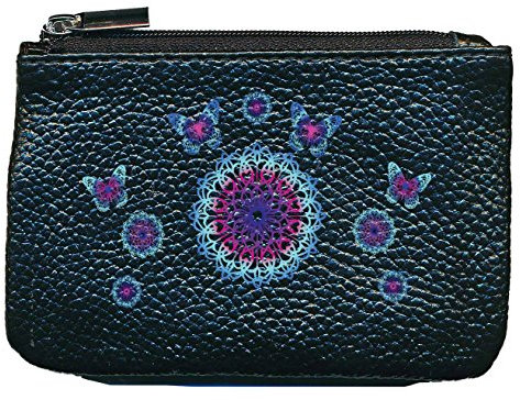 Syl'la Mandanla Bleu Porte Monnaie et cle en Cuir pour Femme Noir