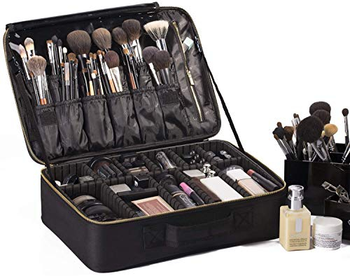 ROWNYEON Makeup Case Kosmetiktasche Make-up Fall Makeup Zug Case Make-up Case Tragbare EVA Make-up Tasche (Schwarz, Large)