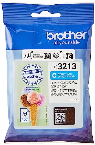 Brother LC-3213C Tintenpatrone (400 Seiten, geeignet für Brother DCP-J772DW, DCP-J774DW, MFC-J890DW, MFC-J895DW) cyan, XL