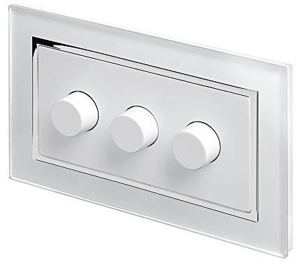 RetroTouch 3 Gang 2 Way Dimmer Switch 3-200W LED & Halogen White Glass CT 02080