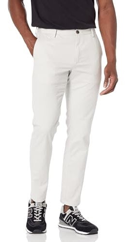 Amazon Essentials Men's Slim-Fit Wrinkle-Resistant Flat-Front Chino Trouser, Light Grey, 28W / 30L