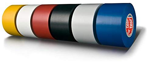 Tesa 4163 Cintas aislantes, PVC plastificado soporte, acrílico a granel adhesivo, 130 µm, 33 m x 25 mm, negro, paquetes de 72 unidades