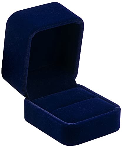 POKOFO Schmuck-Etui für Ring 50 x 60 x 45 mm Samt Ring-Box Schachtel Schatulle Geschenk-Verpackung (Blau)