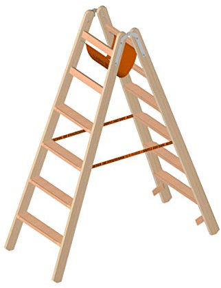 Layher Holzstehleiter - mit 6 Stufen; Holzleiter mit 80mm breiten Stufen, beidseitig begehbar; Länge 1,62 m