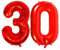 DIWULI Luftballon 30 Geburtstag XXL Rot - Zahl 30 Ballon