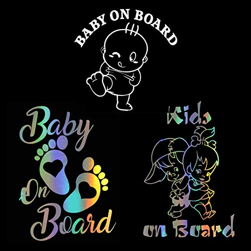 Baby an Bord Aufkleber, Baby an Bord Kinder an Bord Footprint Auto-Warnaufkleber Stoßstangenfenster-Sicherheitsaufkleber 3er-Pack