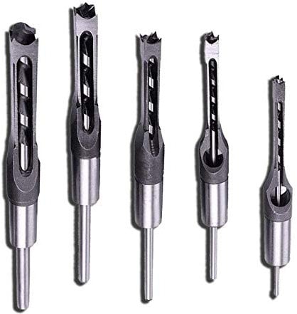 5Pcs Woodworking Square Drill Bits Set, HSS Wood Mortising Chisel Countersink Bits Woodworker Hole Saw Power Tool Kits 1/2 1/4 5/16 3/8 7/16 Inch