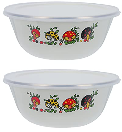 Happyyami 2 Juegos Tazón De Esmalte con Tapa Tazón De Miso Bandeja De Nueces Tazones De Cena Jarra y Palangana Cuenca De Almacenamiento Tazones Antiguos Cuenco Asiático Rice Bowl Tuerca Fo