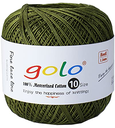 golo Häkelgarn Größe 10 für handgestricktes Häkelgarn baumwolle häkelgarn (Militärgrün-619)