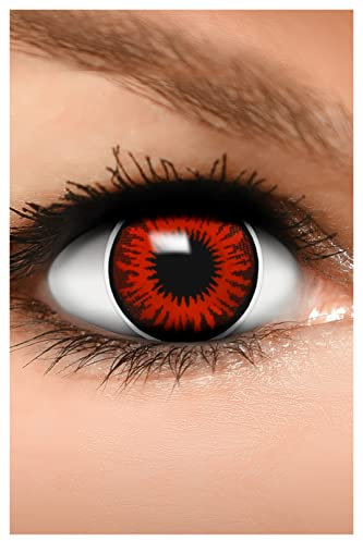 FUNZERA Lenti a contatto colorate per costumi di Halloween e carnevale, 2 pz, 1 paio, lenti morbide monouso senza correzione - Travestimento da RED FLOWER