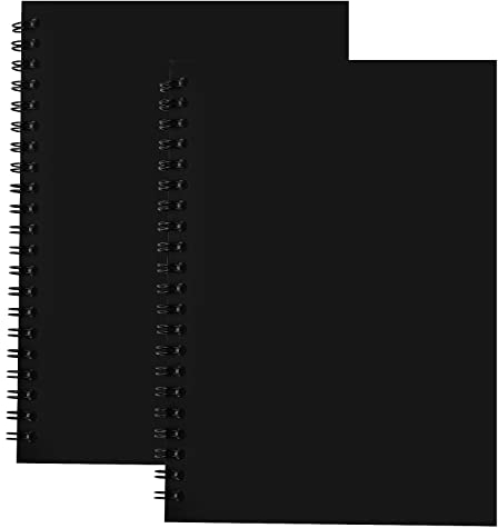 2 STK Skizzenbuch A4, 150GSM / 140 Seiten Notizbuch A4 Spirale Notizblock/Collegeblock, Skizzenheft Zeichnen, Cover Leerseite Notizheft Skizzenblock, für Reisen Memos, Malen und Graffiti, Schwarz