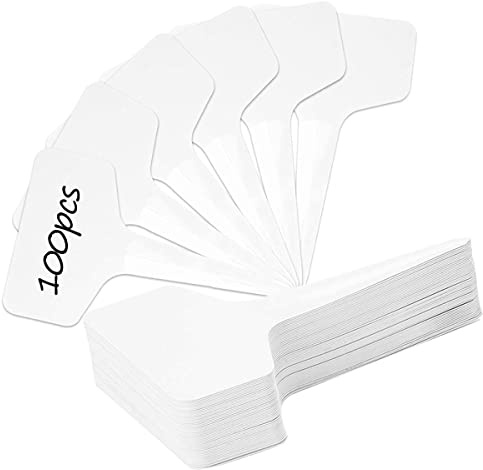 100Stk pflanzenschilder pflanzenstecker für draussen wetterfest gartenschilder zum beschriften,pflanzetiketten outdoor 6X10CM T-Form,Weiß