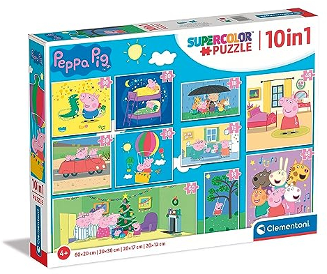 Clementoni - 20271 - Supercolor Puzzle 10 In 1 Peppa Pig (3x18, 4x30, 2x48 and 1x60 Pieces) - Jigsaw Puzzle For Kids Age 4